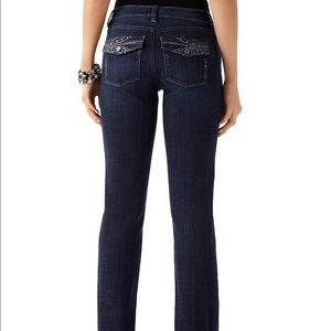 WHBM Blanc Embellished Flap Pocket Boot Cut Jeans